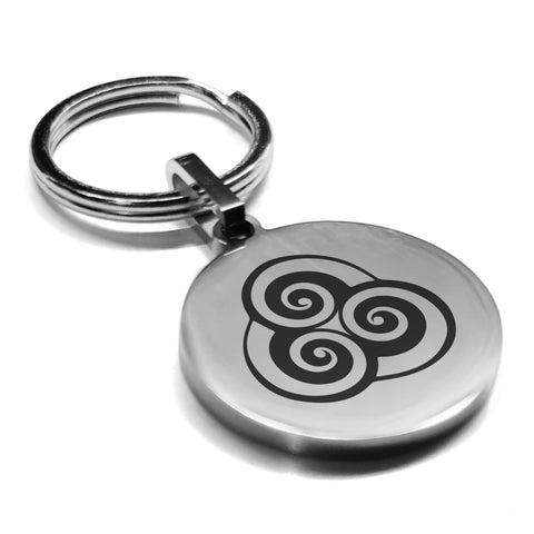 Stainless Steel Air Element Round Medallion Keychain