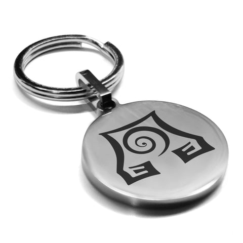 Stainless Steel Earth Element Round Medallion Keychain