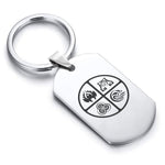 Stainless Steel Four Elements Dog Tag Keychain - Comfort Zone Studios