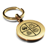 Stainless Steel Four Elements Round Medallion Keychain