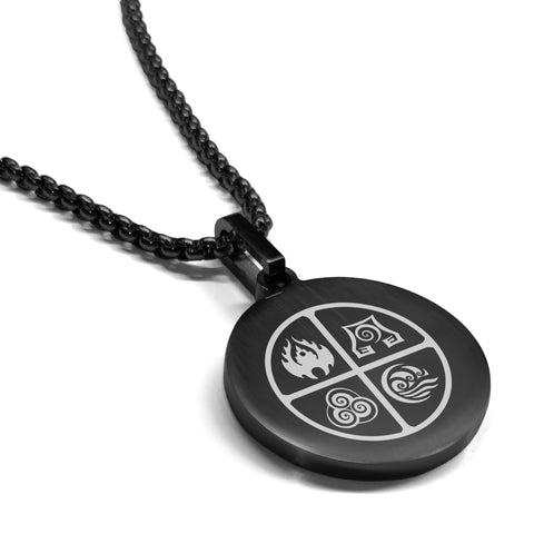 Stainless Steel Four Elements Round Medallion Pendant