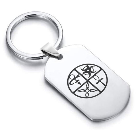 Stainless Steel Four Horsemen of the Apocalypse Dog Tag Keychain