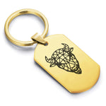 Stainless Steel Geometric Polygon Bison Dog Tag Keychain - Comfort Zone Studios