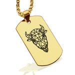 Stainless Steel Geometric Polygon Bison Dog Tag Pendant - Comfort Zone Studios