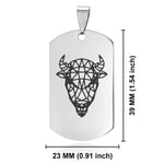 Stainless Steel Geometric Polygon Bison Dog Tag Keychain - Comfort Zone Studios