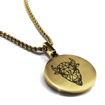 Stainless Steel Geometric Polygon Bison Round Medallion Pendant