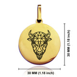Stainless Steel Geometric Polygon Bison Round Medallion Pendant