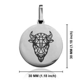 Stainless Steel Geometric Polygon Bison Round Medallion Keychain