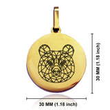 Stainless Steel Geometric Polygon Brown Bear Round Medallion Pendant