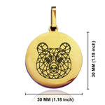 Stainless Steel Geometric Polygon Brown Bear Round Medallion Keychain