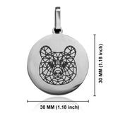 Stainless Steel Geometric Polygon Brown Bear Round Medallion Keychain