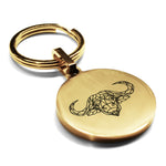 Stainless Steel Geometric Polygon Buffalo Round Medallion Keychain