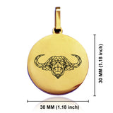 Stainless Steel Geometric Polygon Buffalo Round Medallion Keychain