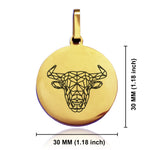 Stainless Steel Geometric Polygon Bull Round Medallion Keychain