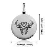 Stainless Steel Geometric Polygon Bull Round Medallion Keychain