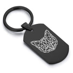 Stainless Steel Geometric Polygon Cat Dog Tag Keychain - Comfort Zone Studios