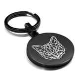 Stainless Steel Geometric Polygon Cat Round Medallion Keychain