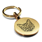 Stainless Steel Geometric Polygon Cat Round Medallion Keychain