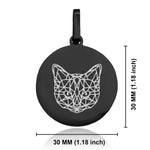 Stainless Steel Geometric Polygon Cat Round Medallion Keychain