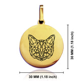 Stainless Steel Geometric Polygon Cat Round Medallion Pendant