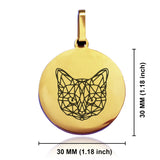 Stainless Steel Geometric Polygon Cat Round Medallion Keychain