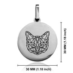 Stainless Steel Geometric Polygon Cat Round Medallion Pendant