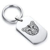 Stainless Steel Geometric Polygon Cheetah Dog Tag Keychain - Comfort Zone Studios