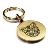 Stainless Steel Geometric Polygon Cheetah Round Medallion Keychain