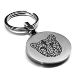 Stainless Steel Geometric Polygon Cheetah Round Medallion Keychain