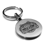Stainless Steel Geometric Polygon Crocodile Round Medallion Keychain