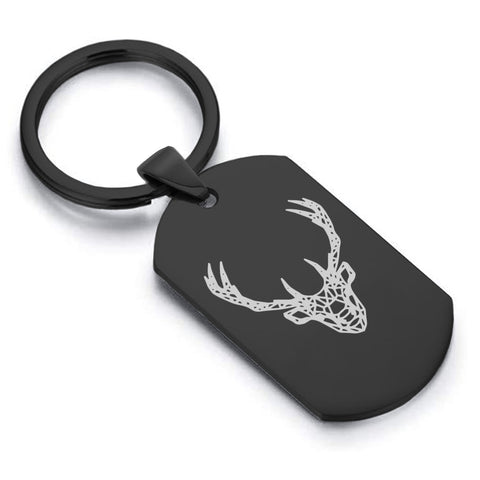 Stainless Steel Geometric Polygon Deer Dog Tag Keychain - Comfort Zone Studios