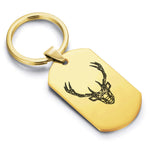 Stainless Steel Geometric Polygon Deer Dog Tag Keychain - Comfort Zone Studios