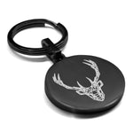 Stainless Steel Geometric Polygon Deer Round Medallion Keychain