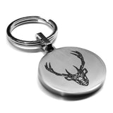 Stainless Steel Geometric Polygon Deer Round Medallion Keychain