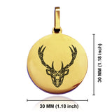 Stainless Steel Geometric Polygon Deer Round Medallion Keychain