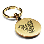 Stainless Steel Geometric Polygon Dog Round Medallion Keychain