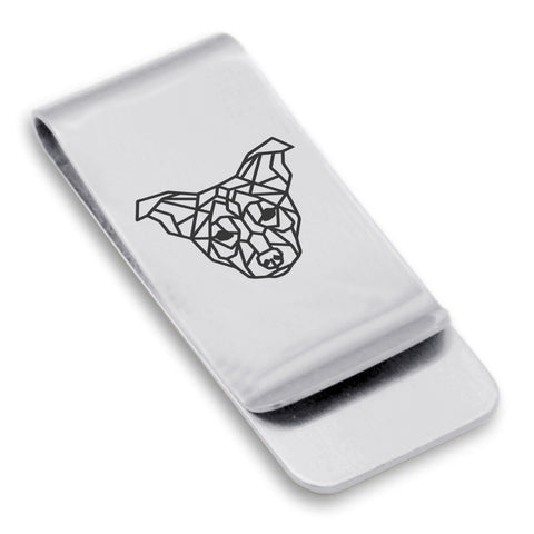 Stainless Steel Geometric Polygon Dog Classic Slim Money Clip