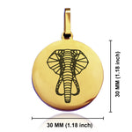 Stainless Steel Geometric Polygon Elephant Round Medallion Keychain
