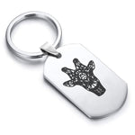 Stainless Steel Geometric Polygon Giraffe Dog Tag Keychain - Comfort Zone Studios
