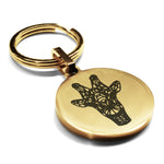 Stainless Steel Geometric Polygon Giraffe Round Medallion Keychain