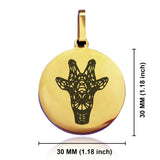 Stainless Steel Geometric Polygon Giraffe Round Medallion Keychain