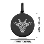 Stainless Steel Geometric Polygon Goat Round Medallion Keychain