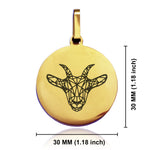 Stainless Steel Geometric Polygon Goat Round Medallion Keychain
