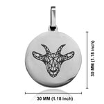 Stainless Steel Geometric Polygon Goat Round Medallion Keychain