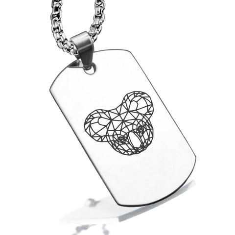 Stainless Steel Geometric Polygon Koala Dog Tag Pendant - Comfort Zone Studios