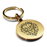 Stainless Steel Geometric Polygon Lion Round Medallion Keychain