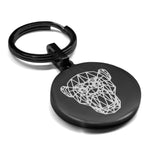 Stainless Steel Geometric Polygon Monkey Round Medallion Keychain