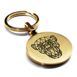 Stainless Steel Geometric Polygon Monkey Round Medallion Keychain