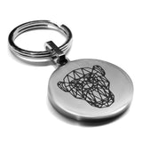 Stainless Steel Geometric Polygon Monkey Round Medallion Keychain