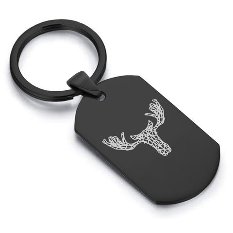 Stainless Steel Geometric Polygon Moose Dog Tag Keychain - Comfort Zone Studios